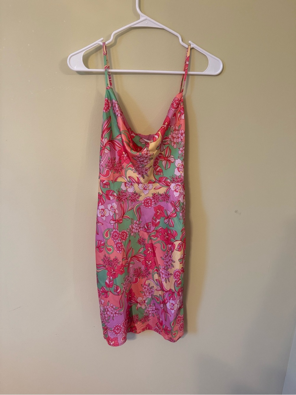 Adelyn Rae Pink Multi Floral Cowl Slip Dress